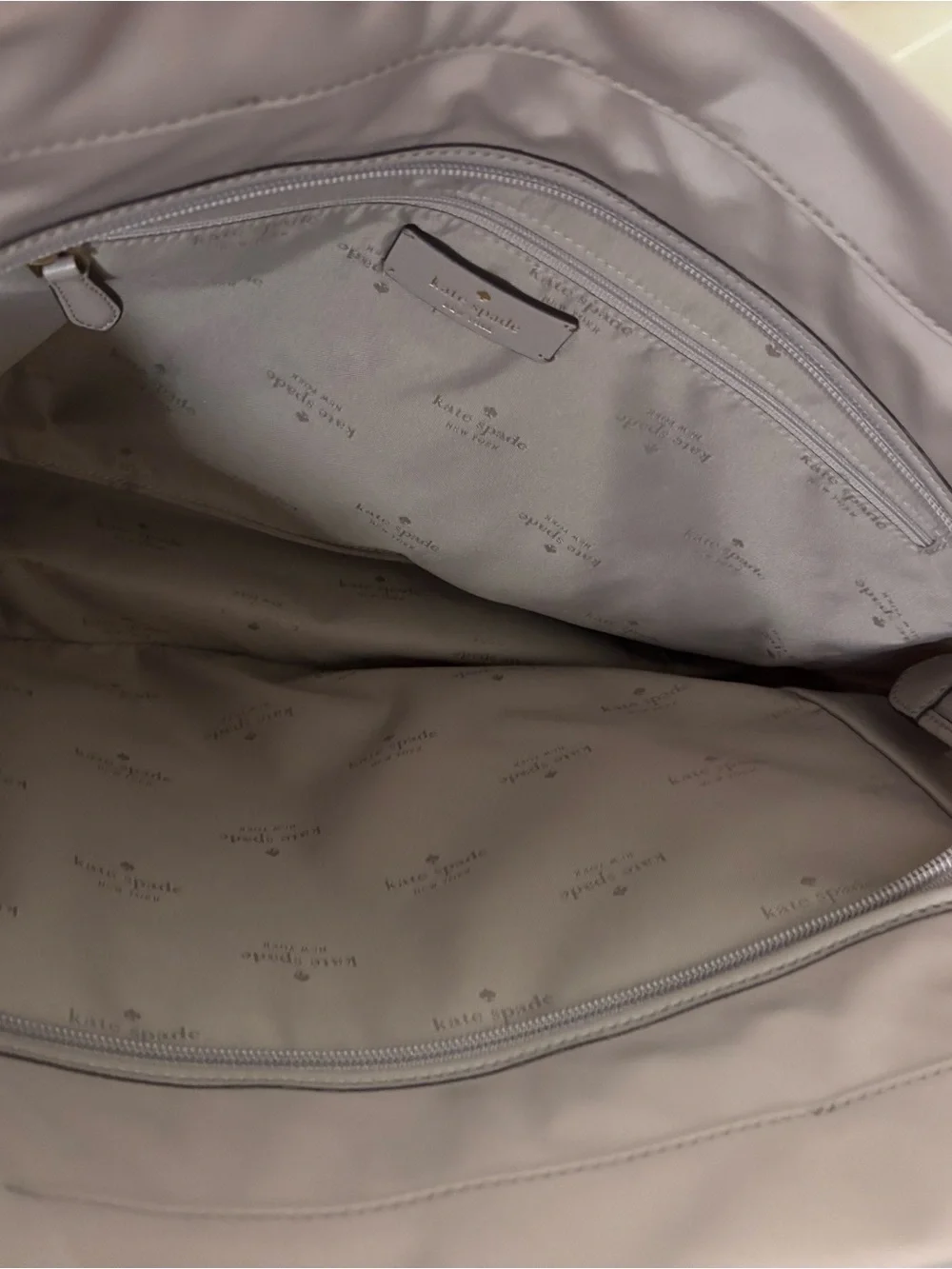 kate spade Quilted Floral-Pattern Tote in Taupe Nylon NWOT